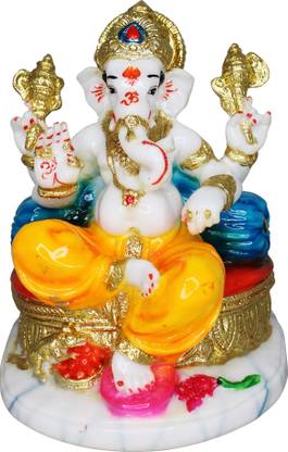 vinayakmoorti Marble Ganesh Murti Ganesha Statue Ganesh Idol (H x W x L :- 7.5 x 6 x 5 Inch) Decorative Showpiece  -  19 cm