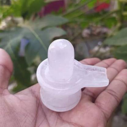 Devlink 100% Clear Quartz Crystal Shivling (Weight - 50g, Height- 2.5cm Approx) Decorative Showpiece  -  2.5 cm