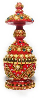 CRAFT HAND Wedding Sindoor Box/Wooden Sindur Dani with Meena Work Decorative Showpiece  -  20 cm