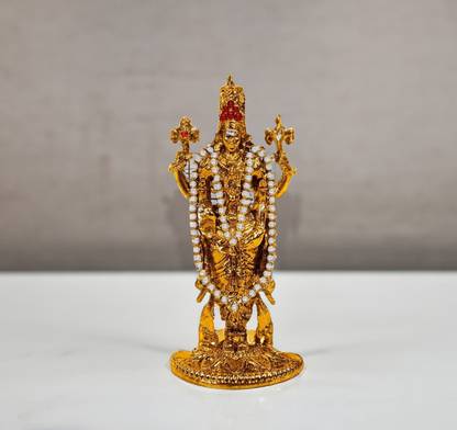 De-Ultimate Lord Tirupati Balaji/venkateswara White Stone Mala God Stand Table Décor Idol Decorative Showpiece  -  9 cm