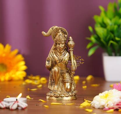 DHARMA HOME & DÉCOR Brass Ashtadhatu Bhagwan Hanuman Ji Bajrang Bali Statue Idol Decorative Showpiece  -  12.17 cm