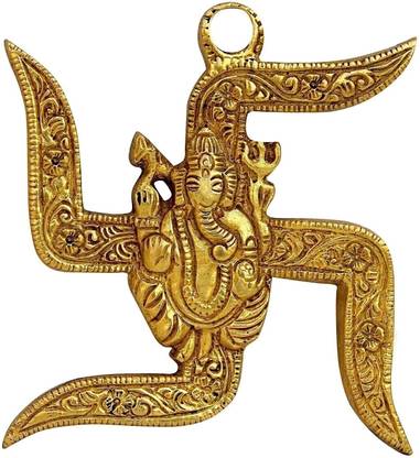 Instalogy Wall Hanging Swastik Ganesh for Door/Office/Hiome/Prosperity Decorative Showpiece  -  10 cm