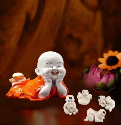 Bhaktinayak baby monk buddha with cute baby child monk set of 4 Decorative Showpiece  -  11 cm