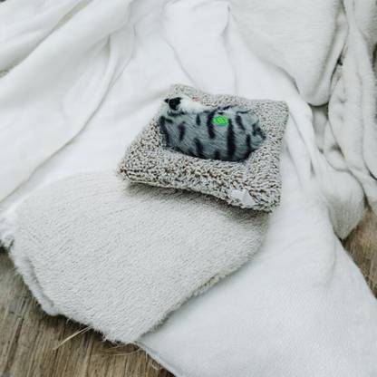 ADF ADF-Sleeping Cat Plush Toy with Press Simulation Sound, Gift for Kids Soft Toy Decorative Showpiece  -  7.5 cm