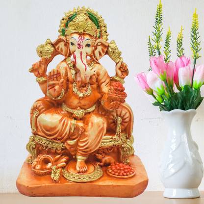 Real Craft Shree Ganesh Idol - Bring Prosperity and Good Luck Home Decorative Showpiece  -  15 cm