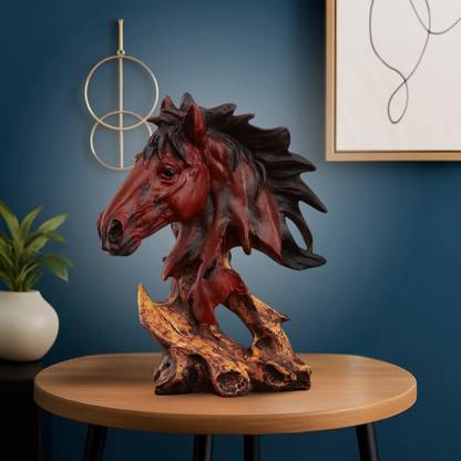 GW Creations Running Horse Handcrafted Statue|Home Décor|Drawing |living Room|Marble Finish Decorative Showpiece - 26 cm