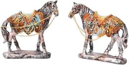 DHARMA HOME & DÉCOR Handcrafted Shelf Table Horses Figurine Decorative Showpiece  -  15.49 cm