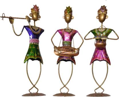 Shri Krishna Musicians Figurine Set, Traditional Indian Art Pieces 46 cm Religious Idol & Figurine