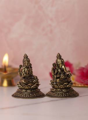 DNMETAL Shri Lakshmi Ganesha Idol Murti Decorative Showpiece  -  5.5 cm