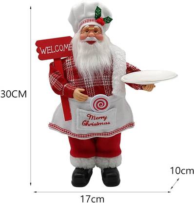 Lyla Chef Santa Figurines Standing Statue Bar Cafe Christmas Santa Claus Figurine Decorative Showpiece  -  5 cm