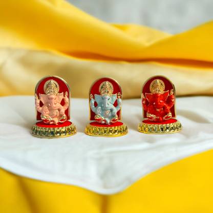 NAVAKRAFT Shree Siddhivinayak Lord Ganesha Ji sitting on Singhasan Decorative Showpiece  -  7.62 cm