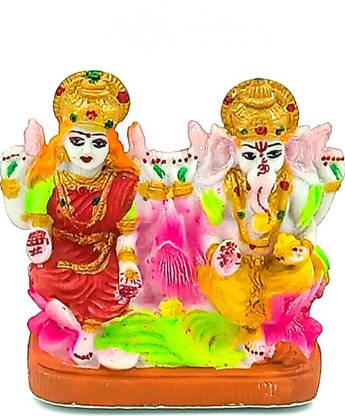 ATUT Laxmi Ganesh Idol in Small Size, Made up of PVC, Unbreakable - 10.5 cm Decorative Showpiece  -  10.5 cm