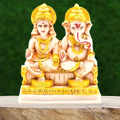 NOKTUS Lord Ganesha Mata Lakshmi Idol for Gifts & Housewarming/Home/Office Decorative Showpiece  -  12 cm