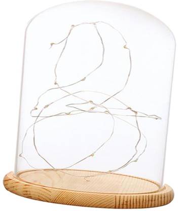 Lyla Battery Operated LED Lights Glass Cloche Table Lamp Fairy Lights Crafts E Decorative Showpiece  -  10 cm