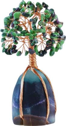 CFC Ruby Zoisite Crystal Tree of Life Handmade Gemstone Tree Chakra Tree of Life Decorative Showpiece  -  13 cm
