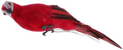 Lyla Realistic Macaw Parrot Artificial Feather Bird Animal Ornament Toy Red Decorative Showpiece  -  10 cm