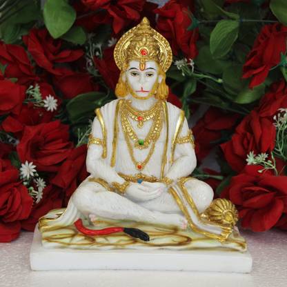 S patnaik Gold Plated Hanuman Ji Murti Idol Pooja Statue Temple & Gift- 9 Inch Decorative Showpiece  -  22 cm