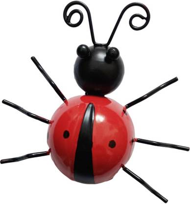 BNF Iron Ladybug Wall Hanging Figurines Miniatures Statue Garden Lawn 9cm Red Decorative Showpiece  -  10 cm