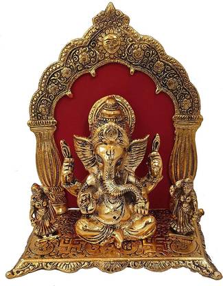 RSN Ganesh Ji with Riddhi Siddhi Statue Decorative Showpiece  -  9 cm
