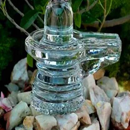 Apna Showroom Crystal Shiv Linga with Ganga Jal Decorative Showpiece  -  7 cm