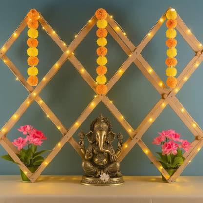 Satyam Kraft 1 Pc DIY Folding Flexible Wooden Mandap Backdrop,Reusable-Festivals,Mandap decor Decorative Showpiece  -  94 cm