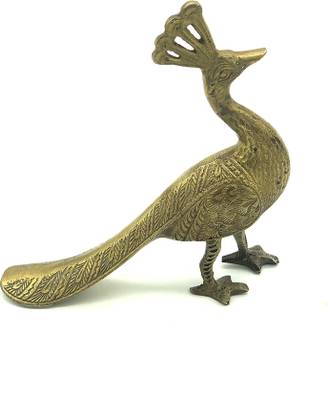Master Piece Crafts Brass Peacock Statue / National Bird Peacock / Golden Showpiece / Mayur (Mor) Decorative Showpiece  -  20 cm