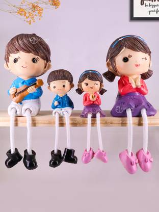 Elegant Lifestyle Guitar Family Gift Unique Hanging Legs Statue Miniature Figurines Aesthetic Home Decorative Showpiece  -  12 cm