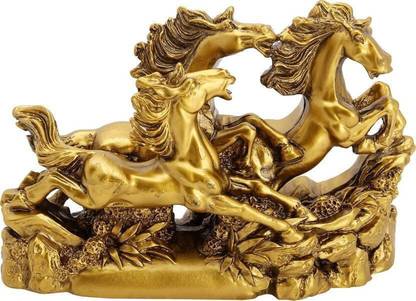 TIRALS Three Running Horses Decorative Showpiece  -  10 cm