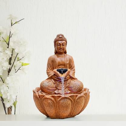 Craftlane Buddha Statue Water Fountain with Flowing Water Decorative Showpiece  -  39 cm