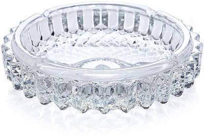 PRATAP GLOBAL RISING Imported Glass Crystal Tortoise in Plate-Tray Diameter 12.5 cm Decorative Showpiece  -  3 cm