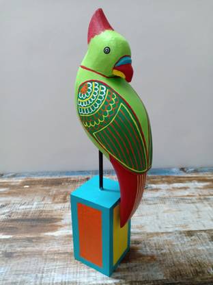 MyPebbleDiary Wooden Parrot Decorative showpiece Decorative Showpiece  -  37 cm