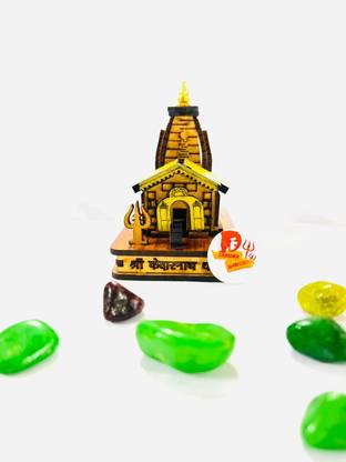 DARIDRA BHANJAN wooden Kedarnath Tempal in Color kedarnath temple adiyogi shiva statue shivji Decorative Showpiece  -  10 cm