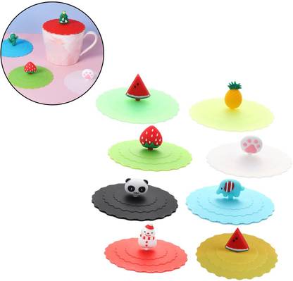 Lyla 8x Reusable Silicone Cup Lids Coffee Mug Cover Dustproof Creative Style D Decorative Showpiece  -  10 cm
