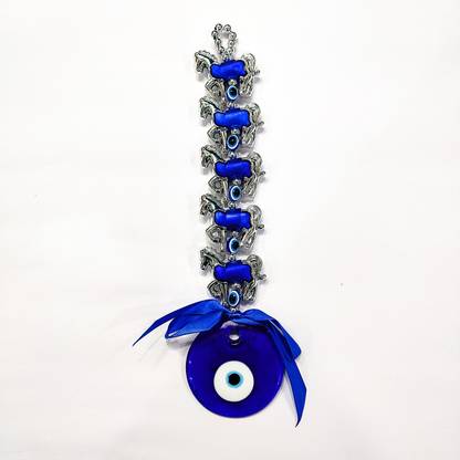 HWAN Blue Evil Eye Round design Decoration | Protection and Blessing | Nazar Battu | Decorative Showpiece  -  1 cm