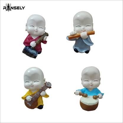 Vikarafty combo baby budha little budha musical monk budhha a little bit of budha Decorative Showpiece  -  15.24 cm