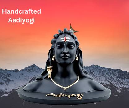 WEKTU Adiyogi Shiv Ji For Pooja Room & Car Dashboard Decorative (Polyresin, Black)07 Decorative Showpiece  -  7 cm