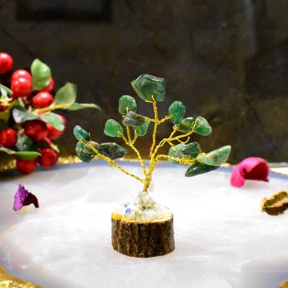 Maureen Natural Green Jade Palm Tree for Fengshui & Increase Growth Tree Decorative Showpiece  -  5 cm