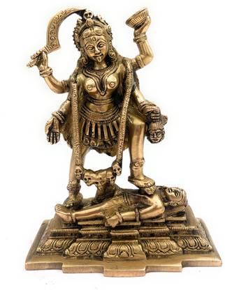 Bhunes Brass Maha Kali Durga, Goddess Kali Statue, Mata Murti Decorative Showpiece  -  19 cm