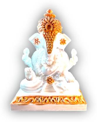 Scribbl Ivory Ganesh ji idol Decorative Showpiece  -  9.9 cm
