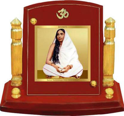 DIVINITI Sharda Mata Photo Frame for Car Dashboard, Table Decor| MDF 1B P+ Decorative Showpiece  -  7 cm