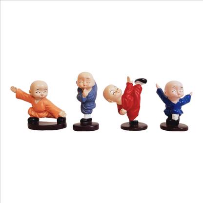 TDR Monk Buddha Karate Statue for Car Dashboard Decorative Showpiece  -  7 cm
