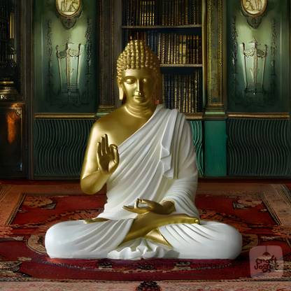 Craftlane Gold-Plated Buddha Statue, Sitting Pose, 2 Feet, Decorative Showpiece  -  70 cm