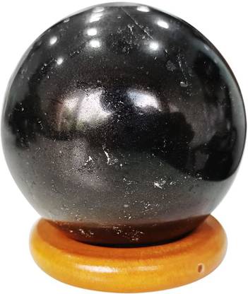 Shubhanjali Black Tourmaline Stone Crystal Sphere Ball for Vastu Chakra Balancing 150-200 Gm Decorative Showpiece  -  4 cm