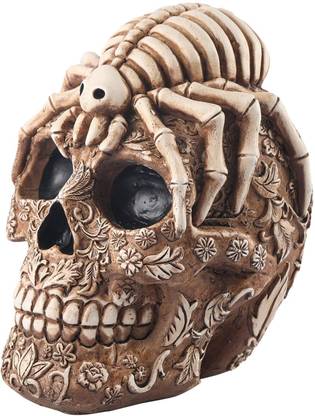 Lyla Resin Human Skull Statue 1:1 Replica Life Size Death Art Model Simulation Decorative Showpiece  -  10 cm