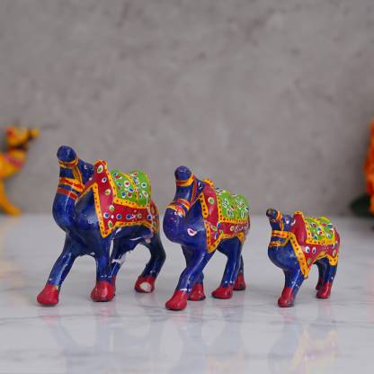 eCraftIndia Set of 3 Designer Camel Showpiece Animal Figurines- Multicolor Decorative Showpiece  -  4 cm