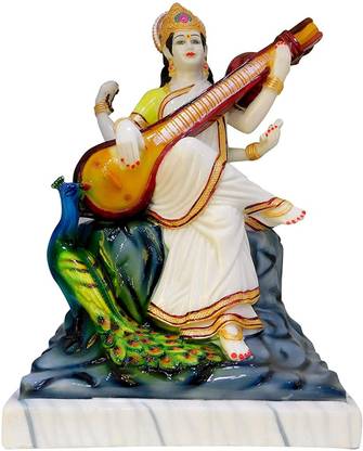 Om ssvmb9 Saraswati Ji Murti | Goddess Saraswati Idol | Maa Sharda Murti | Maa Saraswati Decorative Showpiece  -  16 cm