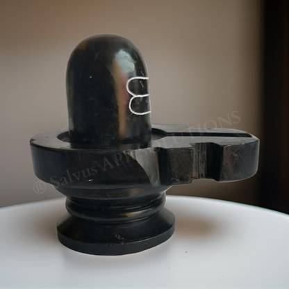 salvusappsolutions Black Marble Shivling Idol for Gifts Antique Items Pooja , Home-(3x3.5-Inches) Decorative Showpiece  -  8.9 cm