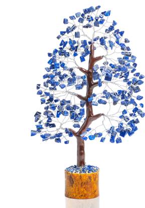 bezavo Lapis Lazuli Home Decor Tree, Silver Wire 10-12 Inch Decorative Showpiece  -  25 cm