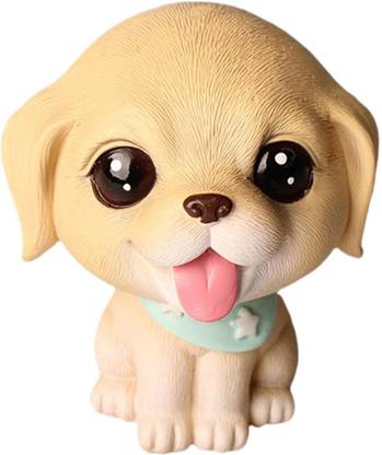 Lyla Simulation Shaking Head Dog Resin Bobbling Dog Toy for Car Dashboard E Decorative Showpiece  -  10 cm