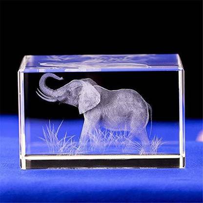 Uterstyle Elephant Gifts/3D Laser Etched Crystal Art Of Elephant Figurines Crystal Glass Decorative Showpiece  -  6 cm